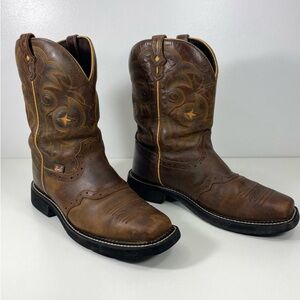 Justin Gypsy L9969 Leather Western Rodeo Cowboy Cowgirl Square Toe Boots 10